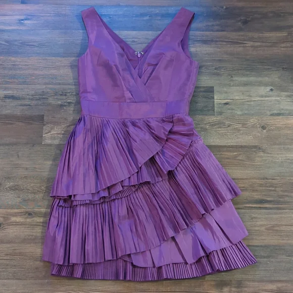 max and cleo dress purple Max & Cleo Going Out Dress Womens 10 Purple Satin Evening Barbiecore Glam Sexy